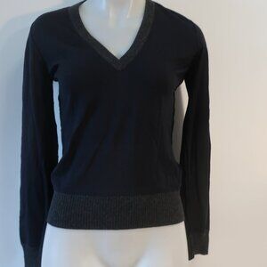 Womens Dolce & Gabbana Wool/Cashmere Black & Gray V-Neck Sweater 40/S